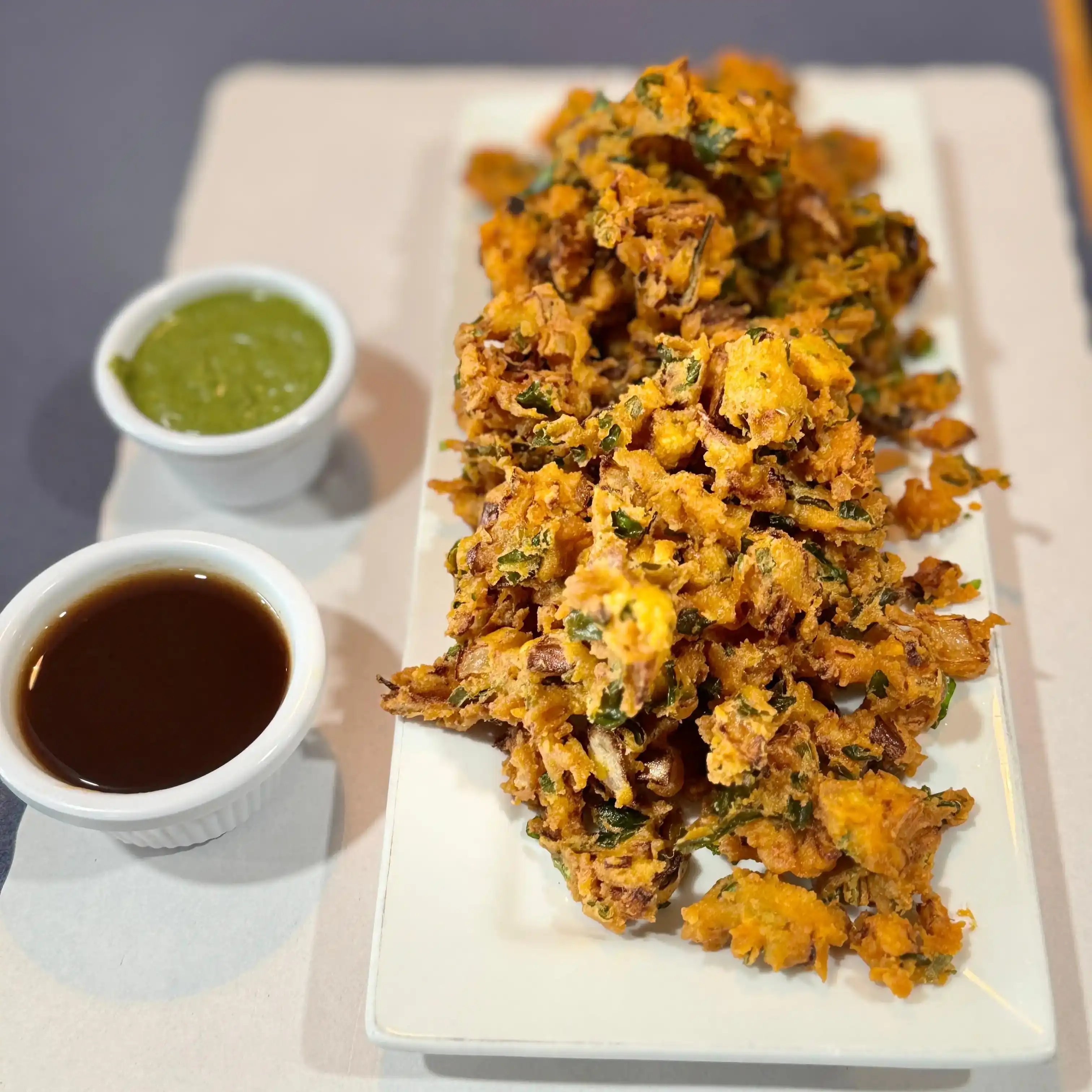 Spinach Onion Pakora at Desi Ruchulu Indian Cuisine